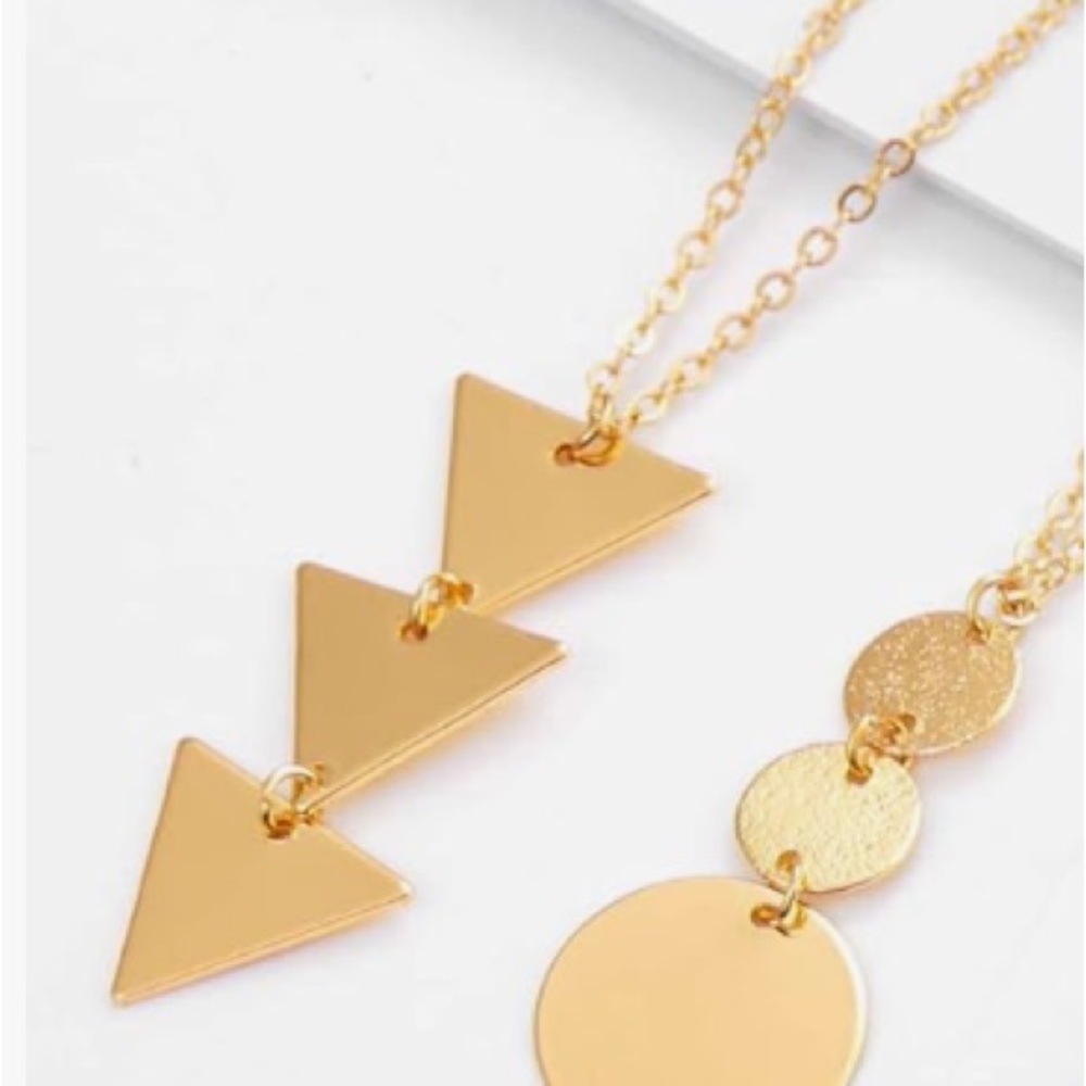 ✨NWT ✨Minimal Geometric Triangle Gold Necklace✨ Handmade ✨Artisan✨ Gift for Her